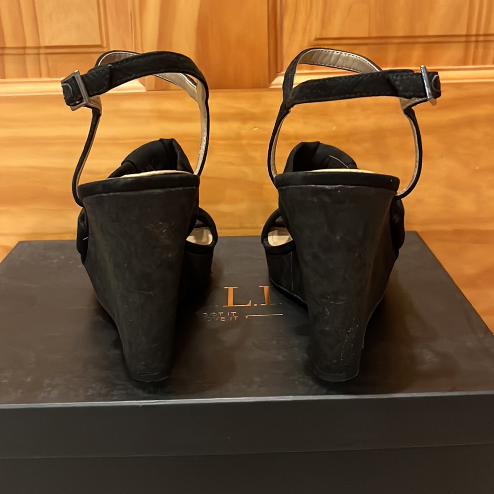 G.I.L.I. Knotted Front Wedge Ankle Strap Kahlie Black - Picture 10 of 14